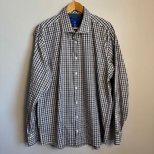 Egara Mens Long Sleeve Dress Gingham Button Up Shirt Non Iron Slim Fit 2XLT